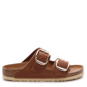 ☀️ NEW ☁️ Birkenstock Arizona Sandal Gold Big Buckle Cognac ✨